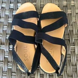 SOUL Naturalizer Women’s Holla Wedge Sandals in Black | Size: 8M